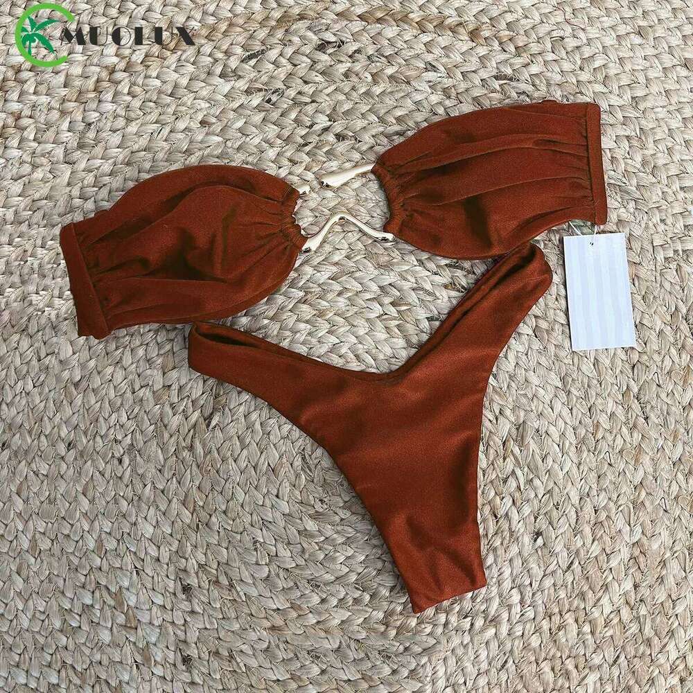 Sexy Halter Micro Bikini 2024 Women Swimsuit Solid Swimwear Thong Bikinis Set Brazilian Beach Wear Bathing Suit Biquini Female Z260301
