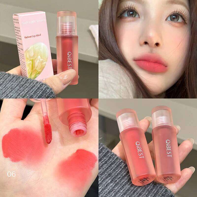QIBEST Matte Glaze Nude Velvet Durable Gloss Sexy Red Liquid Lipstick Makeup Waterproof Lasting Lip Mud Cosmetics H260302