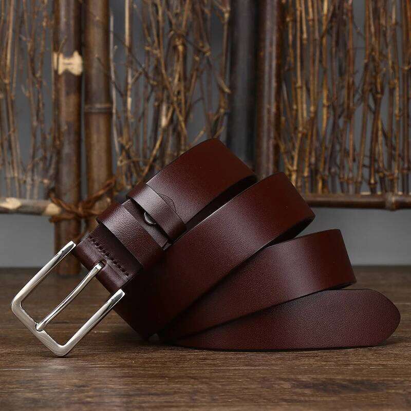 3.3CM Pure Cowhide Genuine Leather for Men's High Quality Jeans Pin Buckle Business Belts Cowboy Waistband Male Fashion Designer S260228