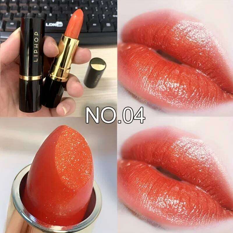 Shimmer Coral Metallic Lipstick Waterproof High Pigment Glitter Diamond Sparkling Pearl Lip Gloss for Shiny Cosmetics H260302
