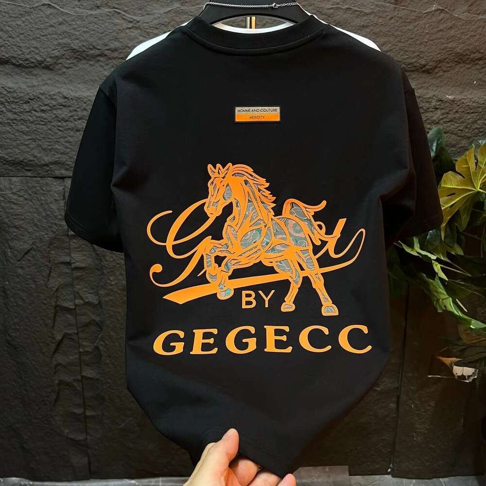 Autumn New Round Neck Trendy Men's Brand Short Sleeve Footprint Casual Versatile Fashion T-Shirt