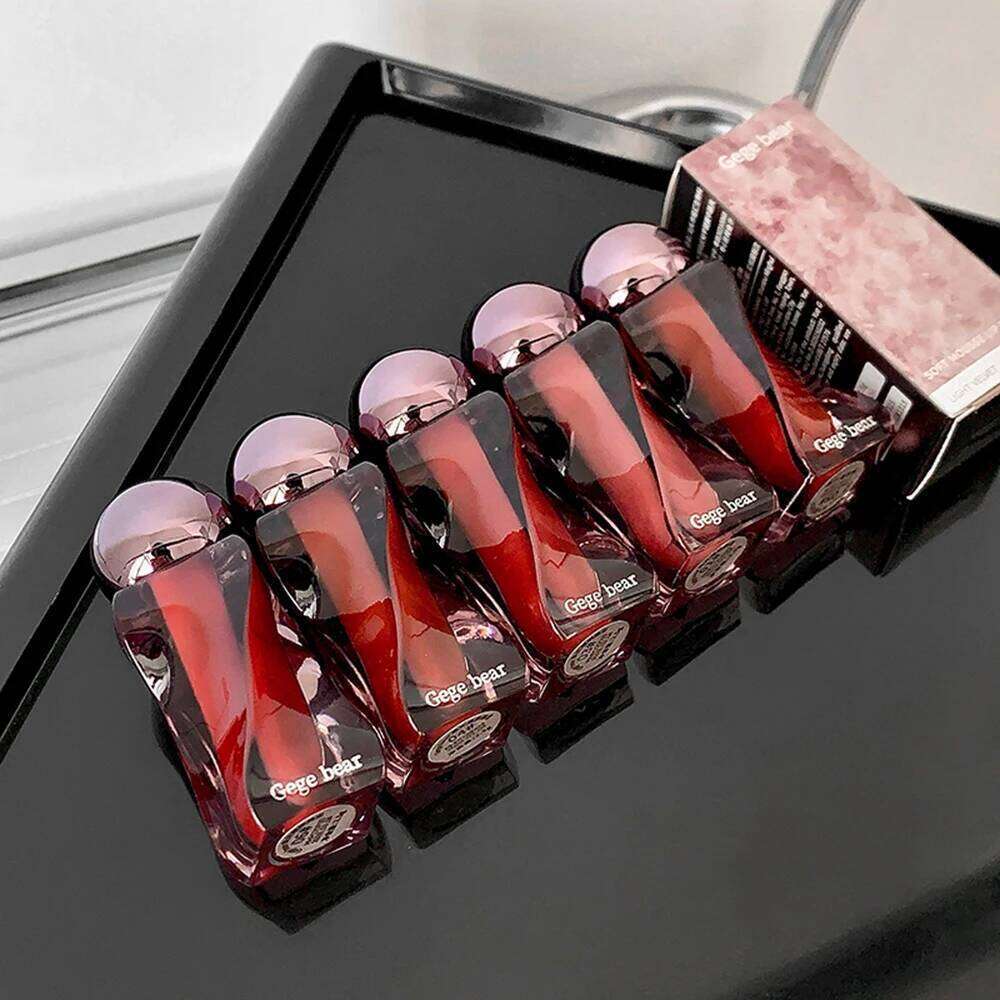 Gege Bear Glaze, Matte Velvet Lip Clay, Irregular Bottle Design, Long-lasting Color Non-drying Lipstick H260302