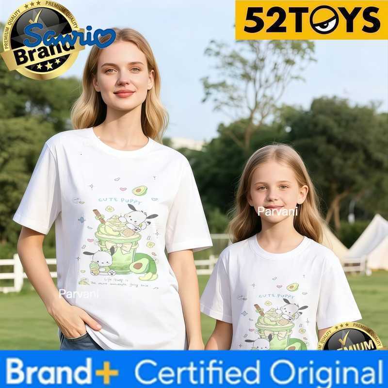 Sanrio 52TOYS Cute Puppy Avocado Print Family T-shirts 2026 Summer 100 Cotton Casual Loose Parent-Child Y2k Tees Single Piece3Pcs H260302