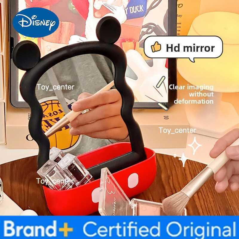 Disney Mickey Desktop Makeup Mirror with Storage Box Student Portable Cosmetic Mirrors Dormitory Creative Standing Makeup Mirror H260302