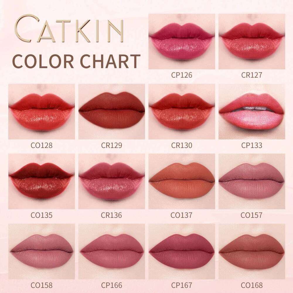 2PCS CATKIN Matte Lipstick Set Long Lasting for 24HLightweight Soft and Ultra Hydrating Lipsticks Infused with Vitamin E H260302