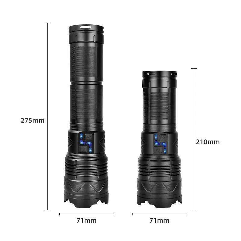 High Power Tactical Rechargeable LED Zoom Flashlight Long Range Very Powerful Lantern USB Charging Lamp Torch with Indicator Z260301