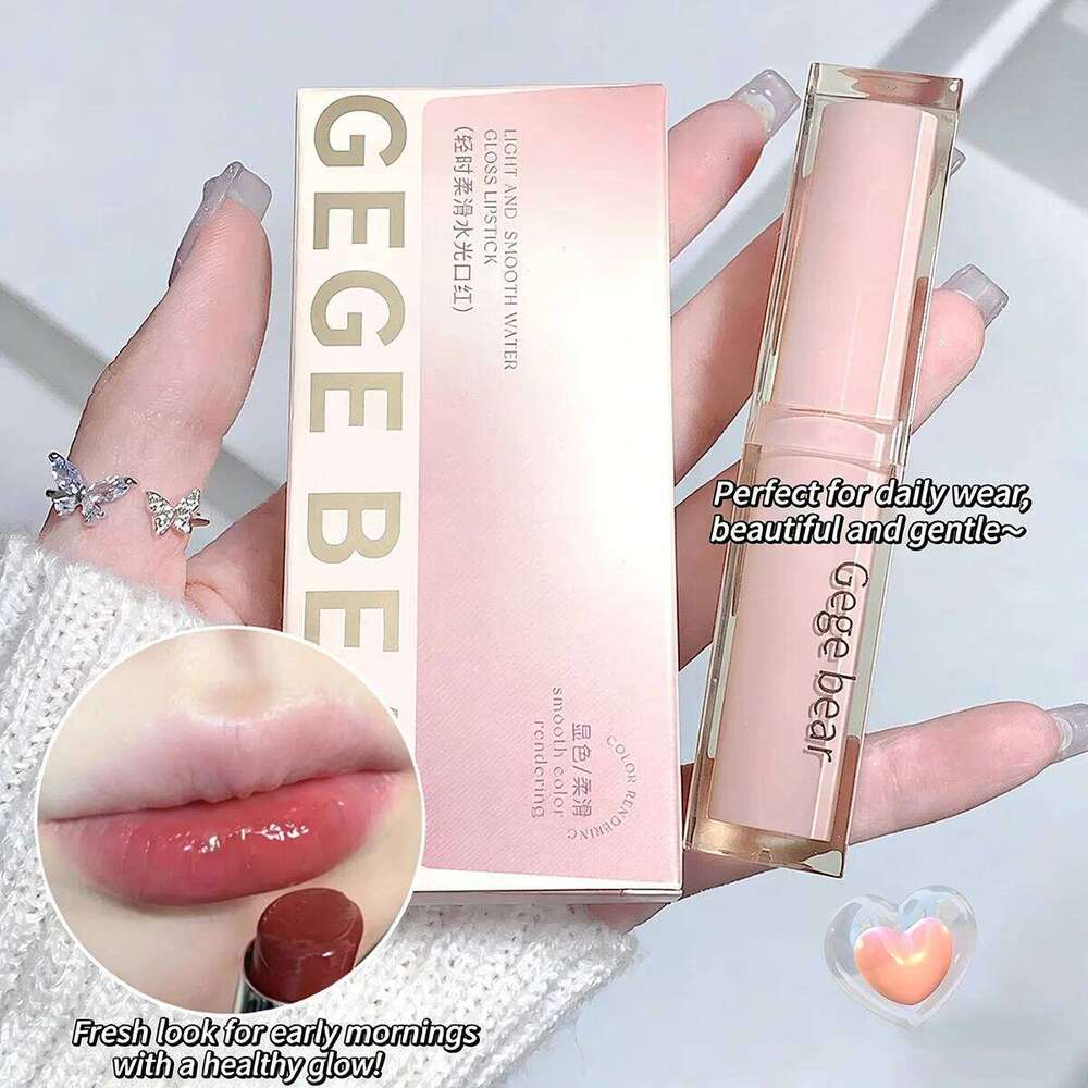 Silky Glossy Lipstick Gege Bear Pump Lips Moisture Water Bomb Comfortable Ultra Sheen Non-Stick Cup Lip Balm H260302
