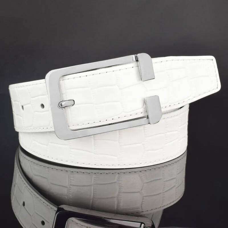 New Crocodile Grain Needle Buckle Golf Men's Fashion Waist Belt Leisure Genuine Jeans Leather Cintos Masculinos S260228