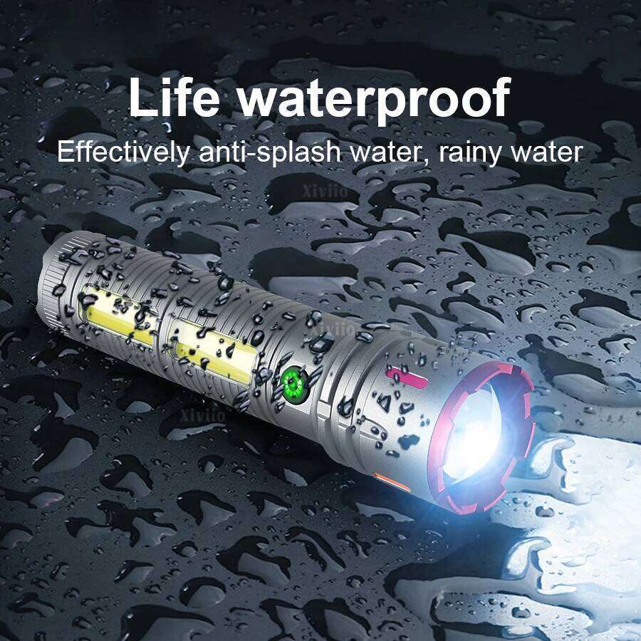 Most Powerful LED Flashlight 15000mAh Rechargeable Flashlights 18650 COB Light Long Range 4000M Tactical Torch Fishing Lantern Z260301