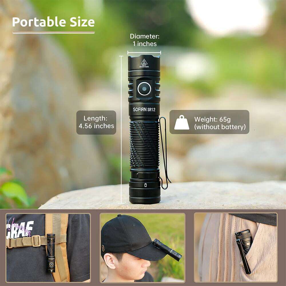 Sofirn SR12 1450lm Pocket Flashlight SFT25R LED Spotlight 396m Powerful Torch with Magnetic Tailcap Z260301