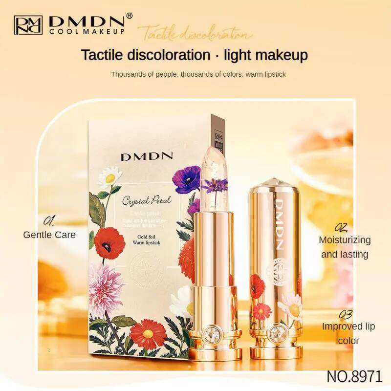 Crystal Petals Color-changing Gold Foil Desalination Color Lipstick Soft Delicate Lasting Waterproof Makeup H260302