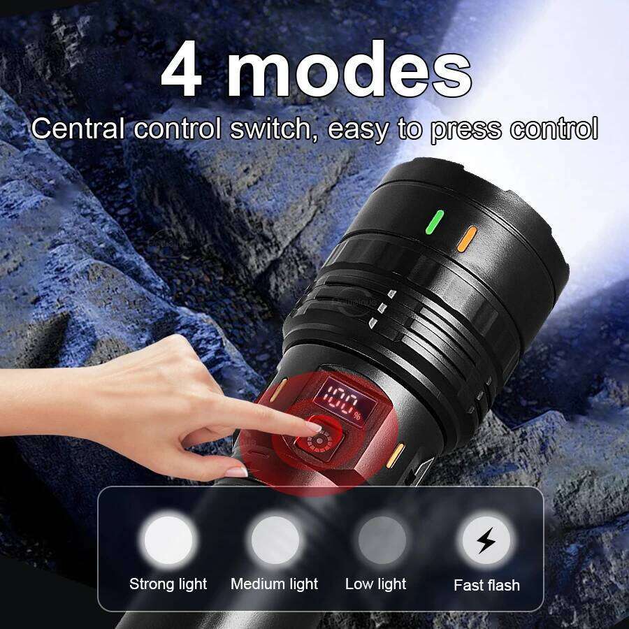 90000000LM Super Powerful LED Flashlights Rechargeable Torch Zoom 5000M Strong Light Tactical Flashlight Camping Lantern Z260301
