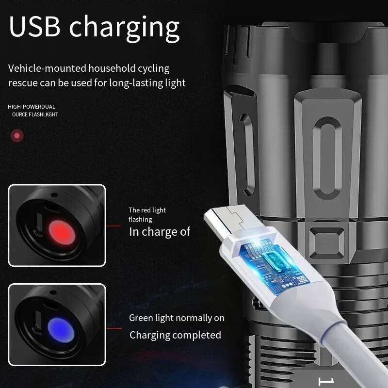 Mini USB Charging Flashlight OSL LED Lamp Beads Torch Portable Waterproof Outdoor Camping Lantern Light Z260301
