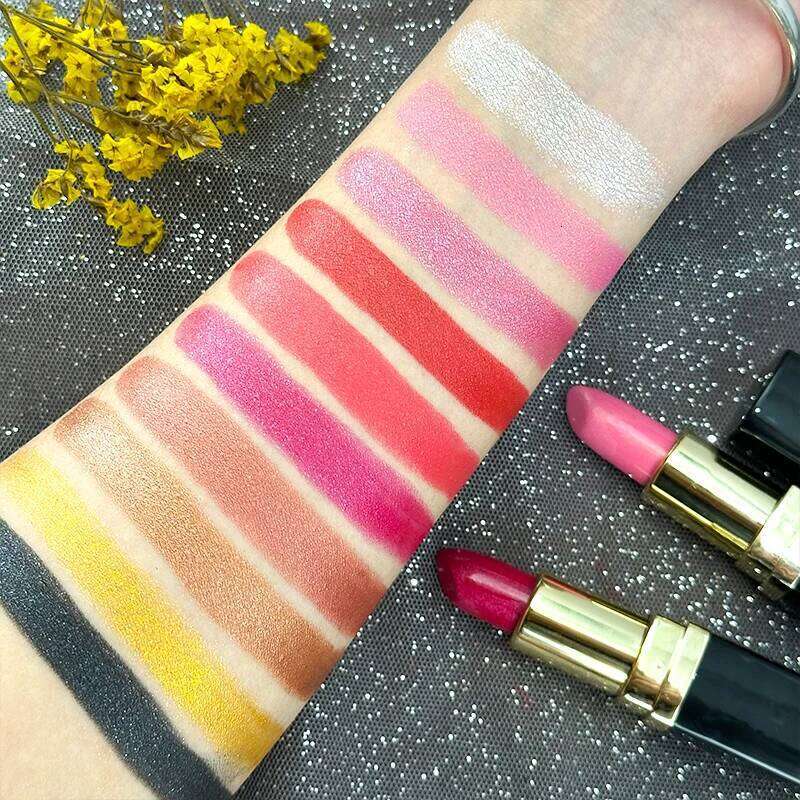 10 Colors Glitter Waterproof Long Lasting Diamond Pearlescent Metallic Lipstick Lipgloss Women Lips Makeup Cosmetic H260302