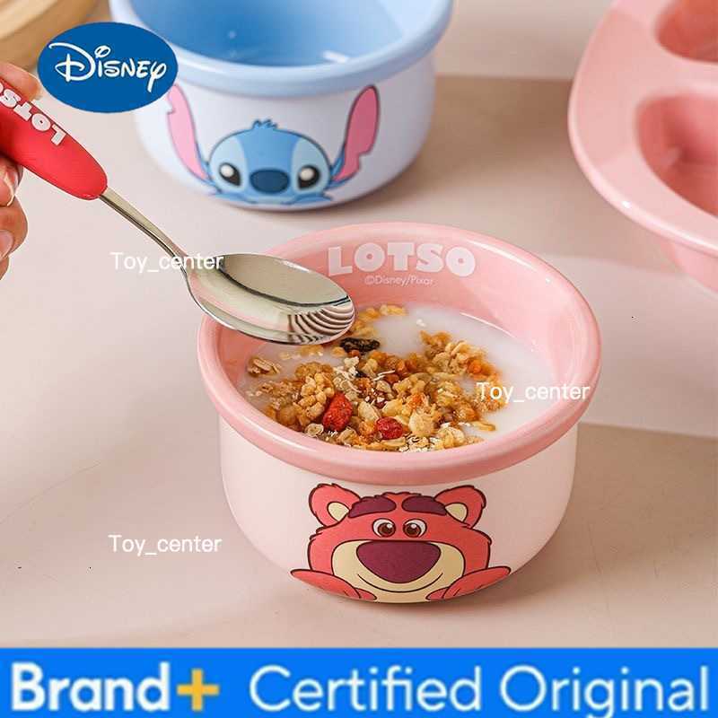 Disney Lotso Stitch Pooh Bear Salad Bowl Light Dinner Plate Household Ceramic Plate Cute Styling Rice Bowl Anti-wear Tableware H260302