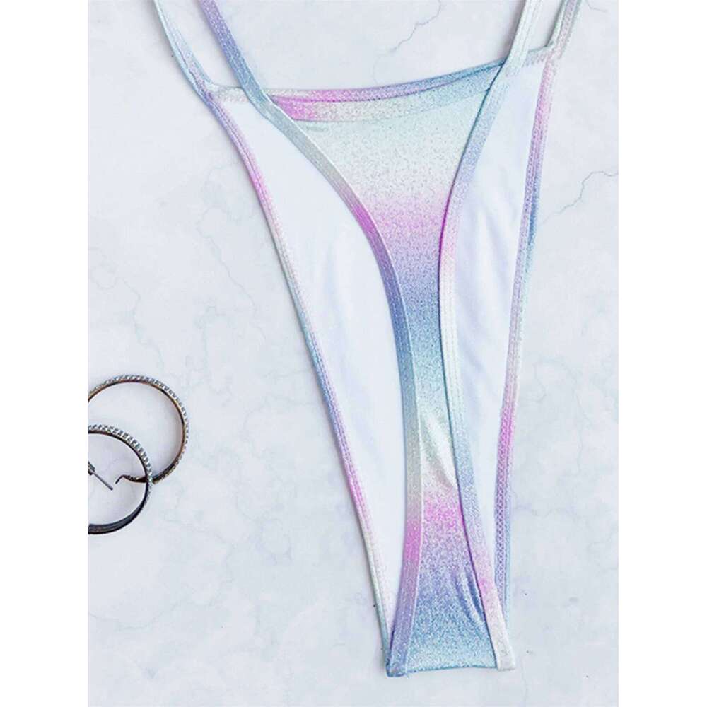 sexy gillter Gradiente rainbow backless bikinis one piece swimsuit bodysuits Swimwear Biquini conjunto de bikini tankini Z260301