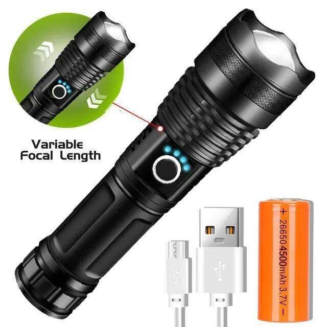 XP50 Super Bright Flashlight Built-in 18650 26650 Battery Rechargeable LED Flashlights High Power Torch Lamp for Camping Lantern Z260301