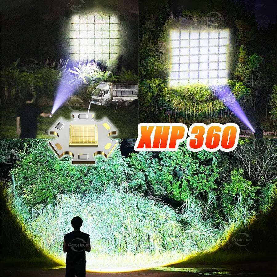 30000000LM Ultra Powerful Flashlight Rechargeable XHP360 LED Flashlights Super Bright 2500M Torch Light Fishing Hunting Lantern Z260301