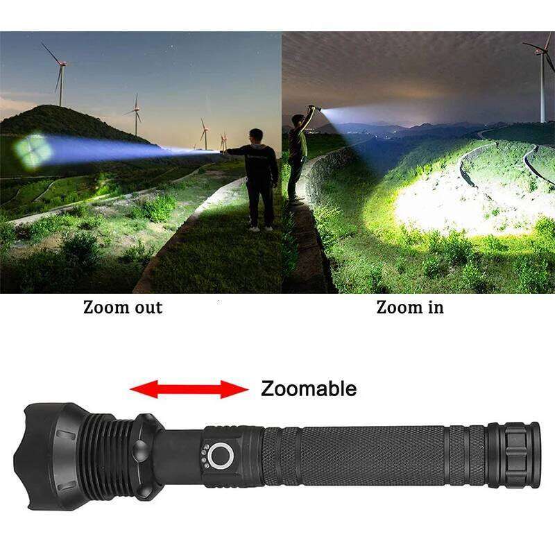 90000 Lumens Led Flashlights USB Rechargeable Brightest Flashlight Waterproof Zoomable LED Tactical Torch Light for Camping Z260301