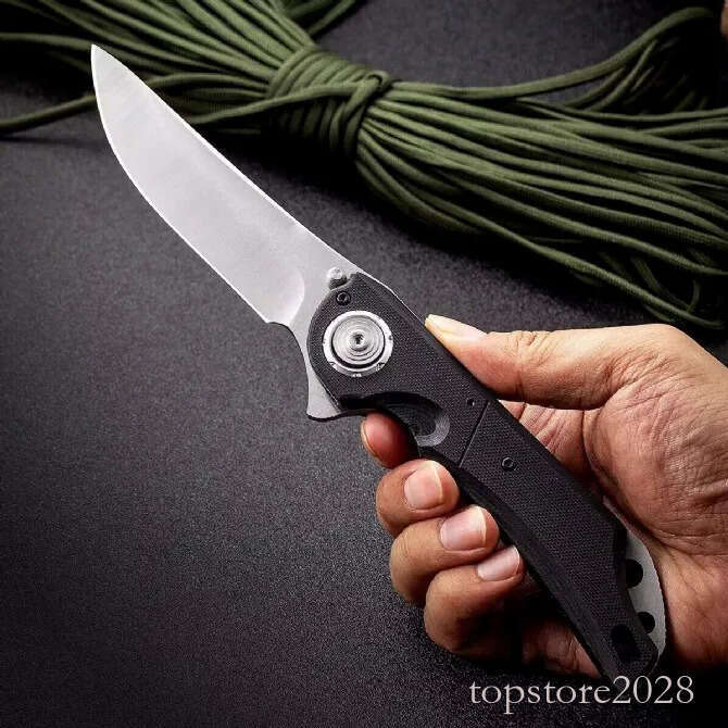 High Quality C5401 Large Flipper Folding Knife D2 Satin Drop Point Blade G10/Stainless Steel Sheet Handle Ball Bearing Fast Open EDC Pocket Folder Kni