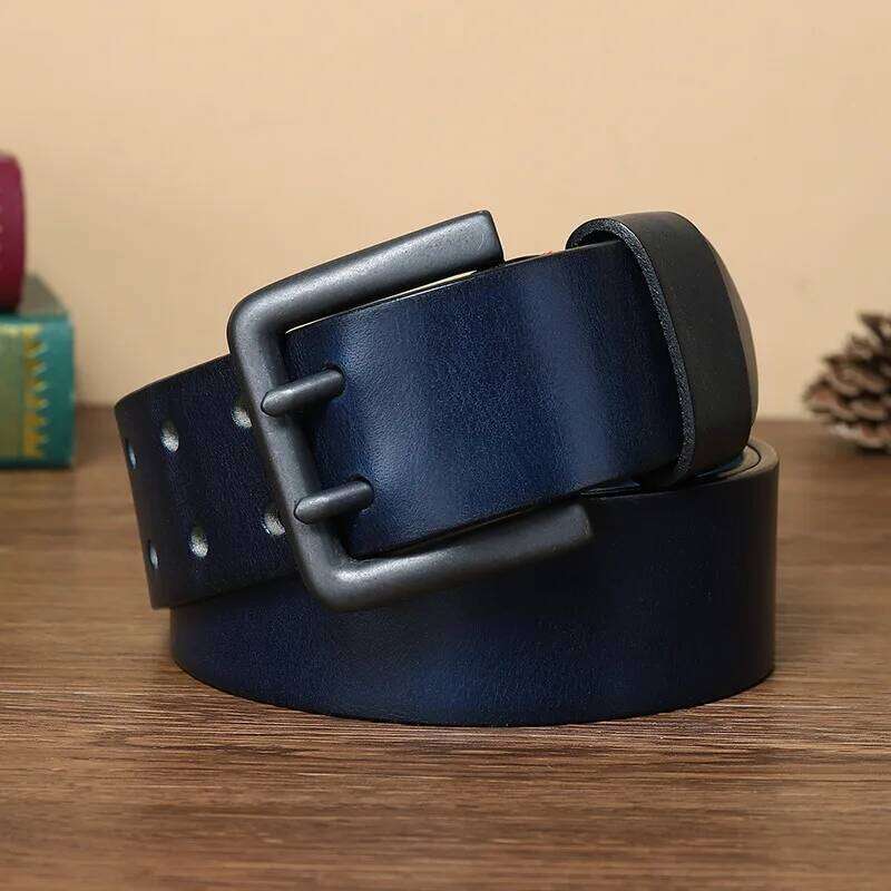 4.3CM widened double needle buckle men's genuine leather top layer cowhide retro youth versatile casual belt S260228