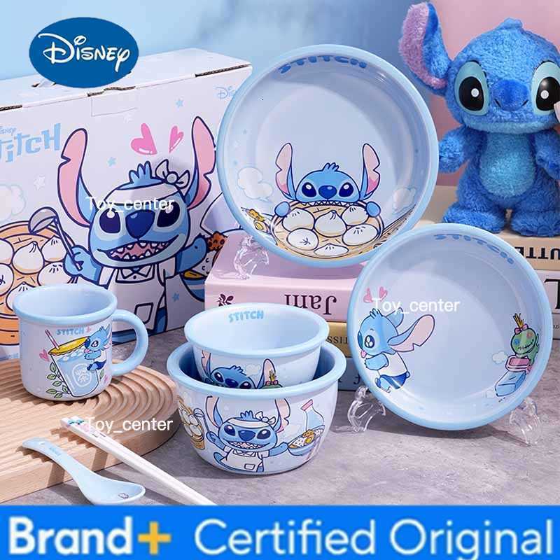 Disney Stitch Ceramic Rice Bowl Vegetable Dish Cute Cartoon Anime Merchandise ChildrenS Tableware Set For Household Kitchen Use Gift H260302