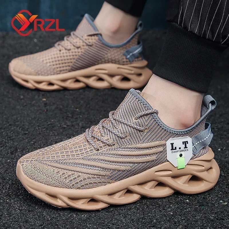 YRZL Men Sports Running Black Jogging Shoes Casual Sneakers Outdoor Breathable Mesh Women Light Shock-absorption Black Tennis K260302