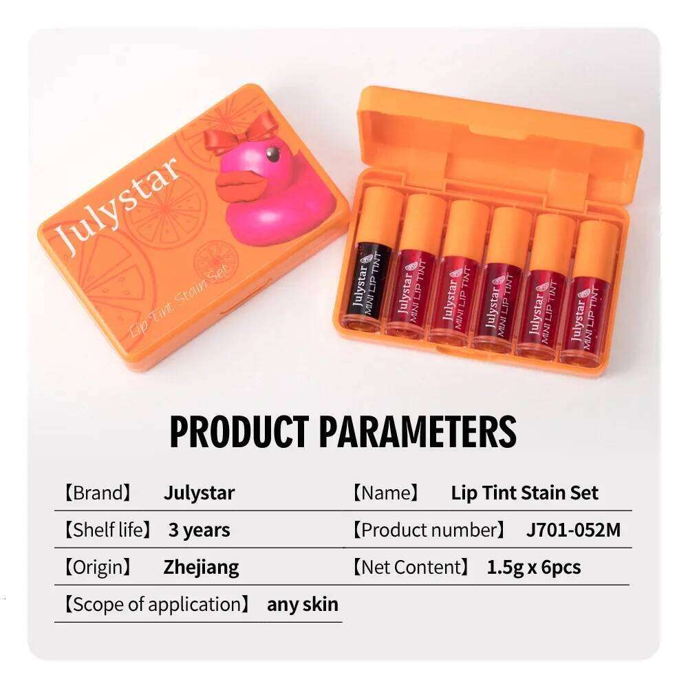 New 6 Color/Sets Velvet Liquid Lipstick Tint Glaze,Plumps/Nourishes Lips,Non-Sticky Nourishing Lipsticks Lip Gloss Skin Care H260302