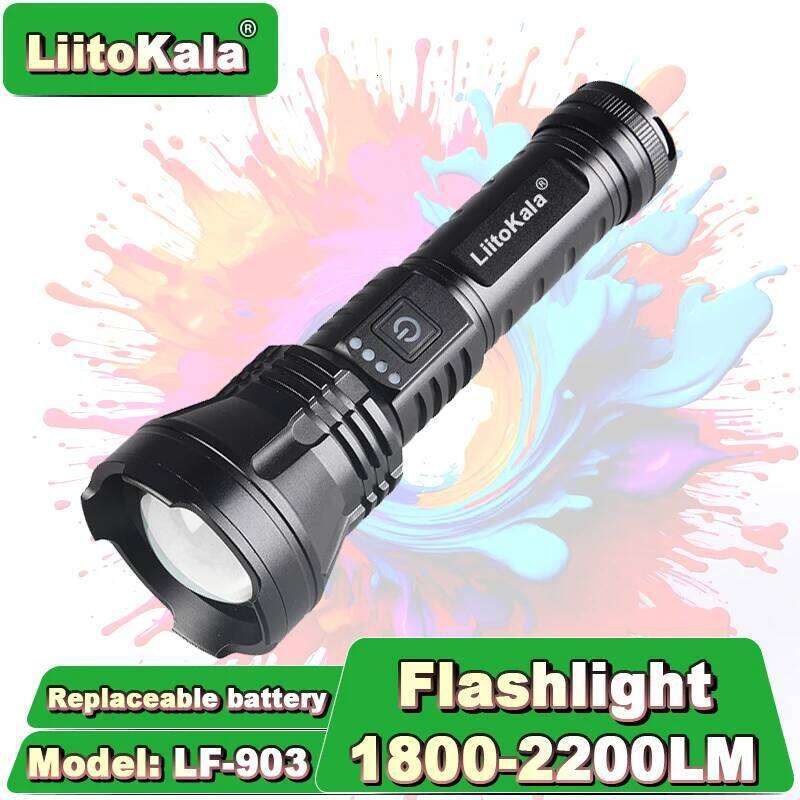 LiitoKala LF-903 20W White Laser Flashlight 1800LM, Zoomable, Lii-50A 5000mAh Battery, Tactical Outdoor Camping Emergency Z260301