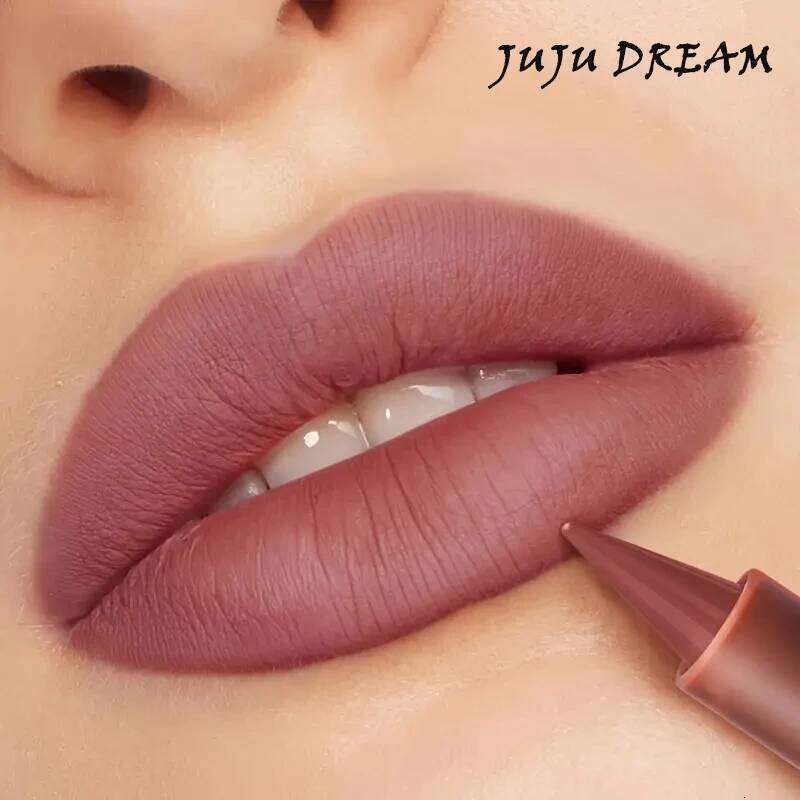 Matte lip liner and lipstick dual-purpose - crayon form, conical tip, purple & red tones, long-lasting waterproof, perfect gift H260302