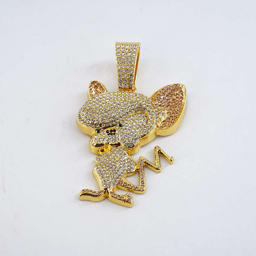 New European And American Style Alloy Cartoon Animal Full Diamond 3D Pendant Necklace Fashion Versatile Men's Accessory