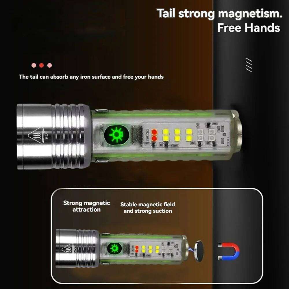 new Powerful Led Flashlights 5000 Ultra Bright Tactical 10000 Emergency Spotlights Telescopic Zoom Light Builtin Battery Z260301