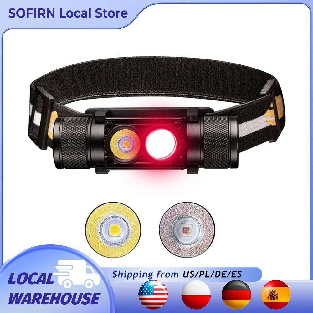 H25LR LED 90 High CRI Rechargeable Headlamp Powerful Lightweight Head Flashlight with Bright White Light 660nm Deep Red Torch Z260301