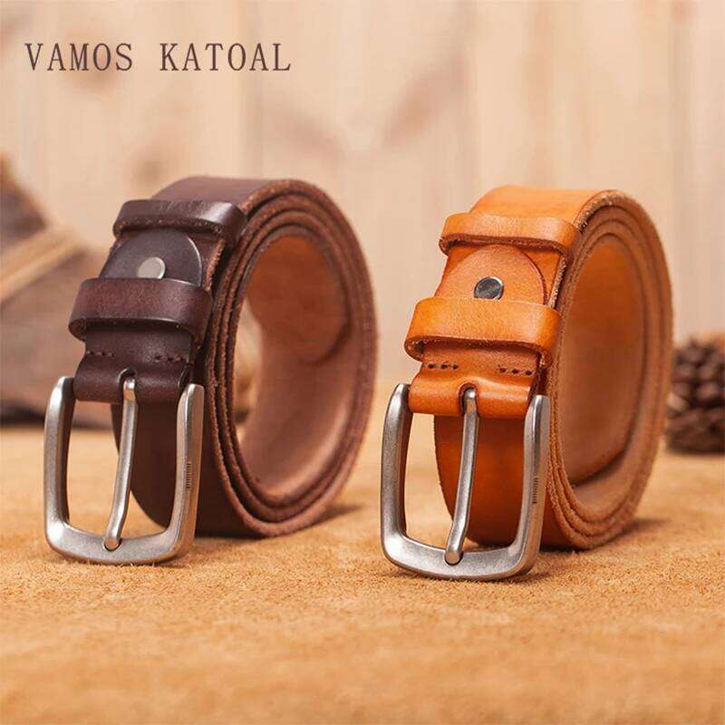 Men's male genuine strap brown cow leather belt for men pin buckle vintage jeans cintos masculinos S260228