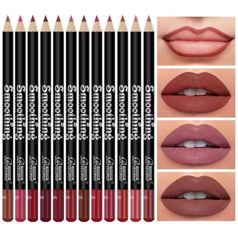 12 pcs Long-Lasting Lipstick Set with Professional Liner Pencil and Matte Lip Gloss for Women Valentine's Day Gifts H260302