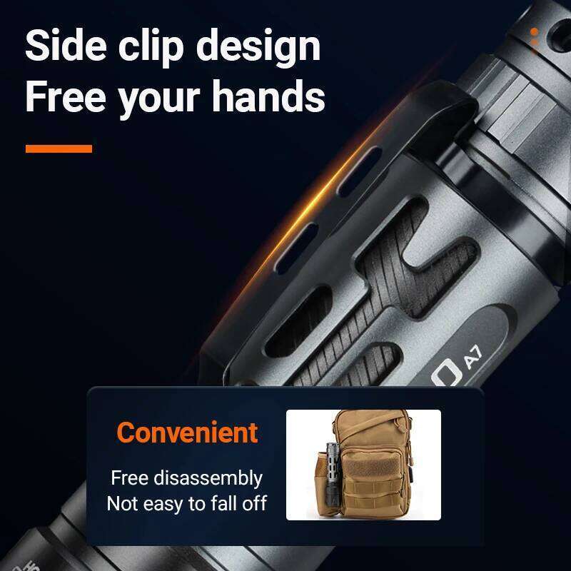 YEMAO A7 2200LM Powerful Flashlight - Dual Control Buttons, USB-C Rechargeable 21700 LED Tactical Torch Z260301