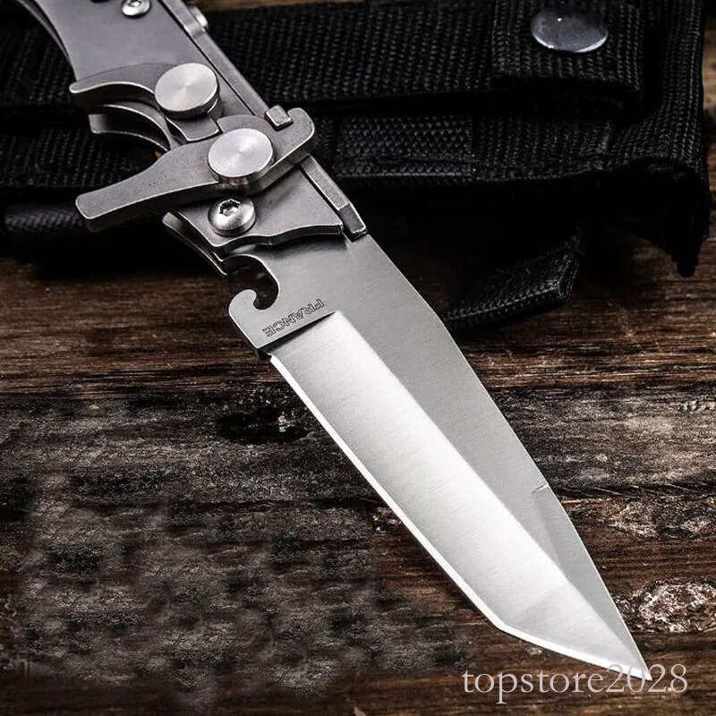 Special Offer WX New Design Tactical Folding Knife 9Cr13Mov Titanium Coated Tanto Point Blade Stainless Steel Handle Knives With Nylon Bag