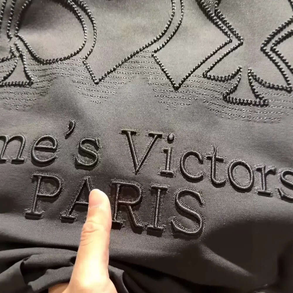 Summer New Heavy Embroidered Letter Crew Neck Short Sleeve Men's Trendy Loose Fit Breathable Turtleneck T-Shirt Base Shirt