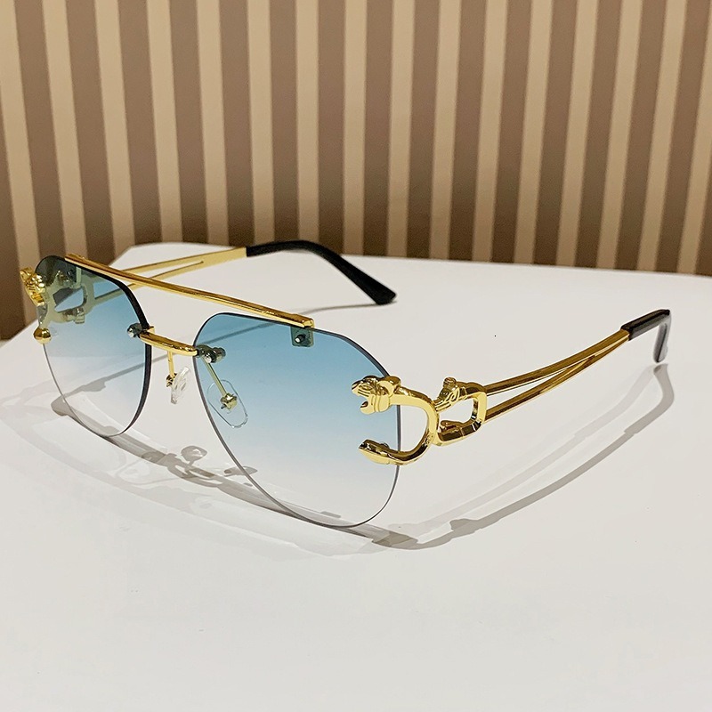 European And American New Cross-border Fashion Men's And Women's Sunglasses With Large Face Shape Slim Fit Leopard Print Designer Sun Lens W