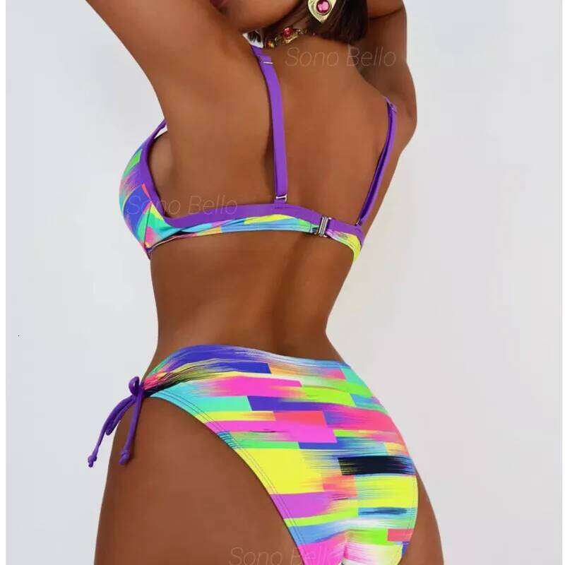 Rainbow Sexy Bikinis Female Swimsuits Women Swimwear Push Up Swim Wear Bathing Suits Brazilian Bikini Set Beachwear Pool Bather Z260301