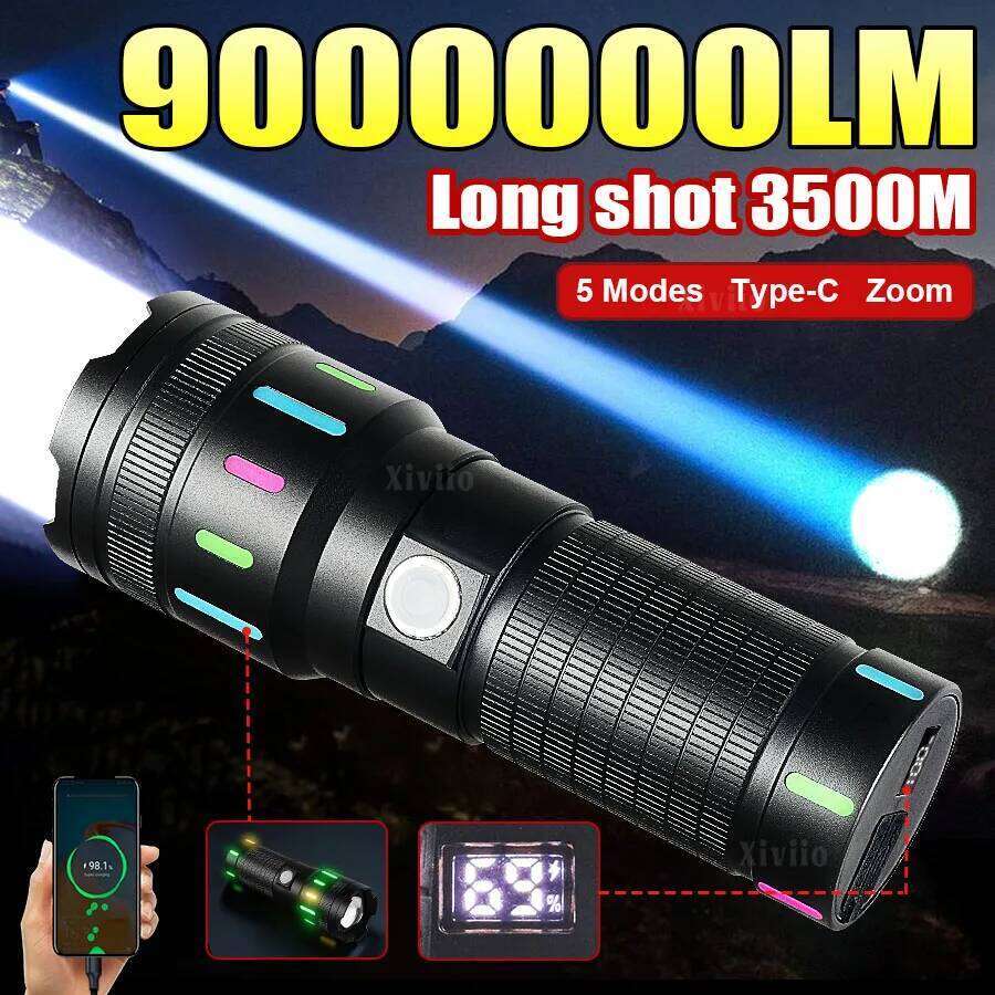 Ultra Bright Flashlight Most Powerful Flashlights Rechargeable Tactical Lantern 5 Modes Floodlight Outdoor Camping Zoomable Lamp Z260301