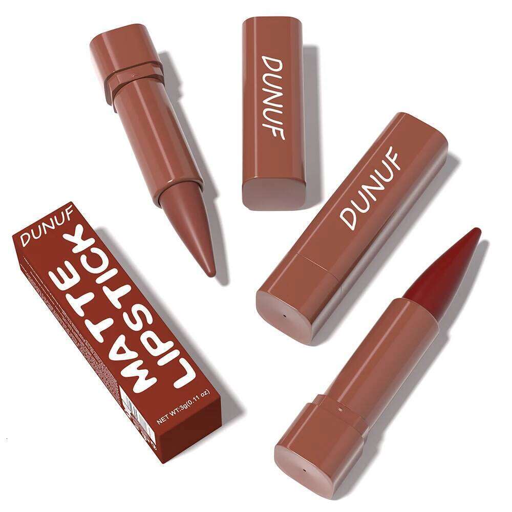 DUNUF 1pcs 2pcs & 3pcs Matte Lip Liner And Lipstick Set-Crayon Form Cone Tip Easy Contour Universal Skin Types Dual-Use Brown H260302