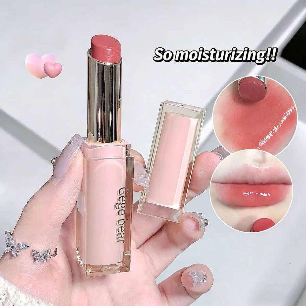 Silky Glossy Lipstick Gege Bear Pump Lips Moisture Water Bomb Comfortable Ultra Sheen Non-Stick Cup Lip Balm H260302