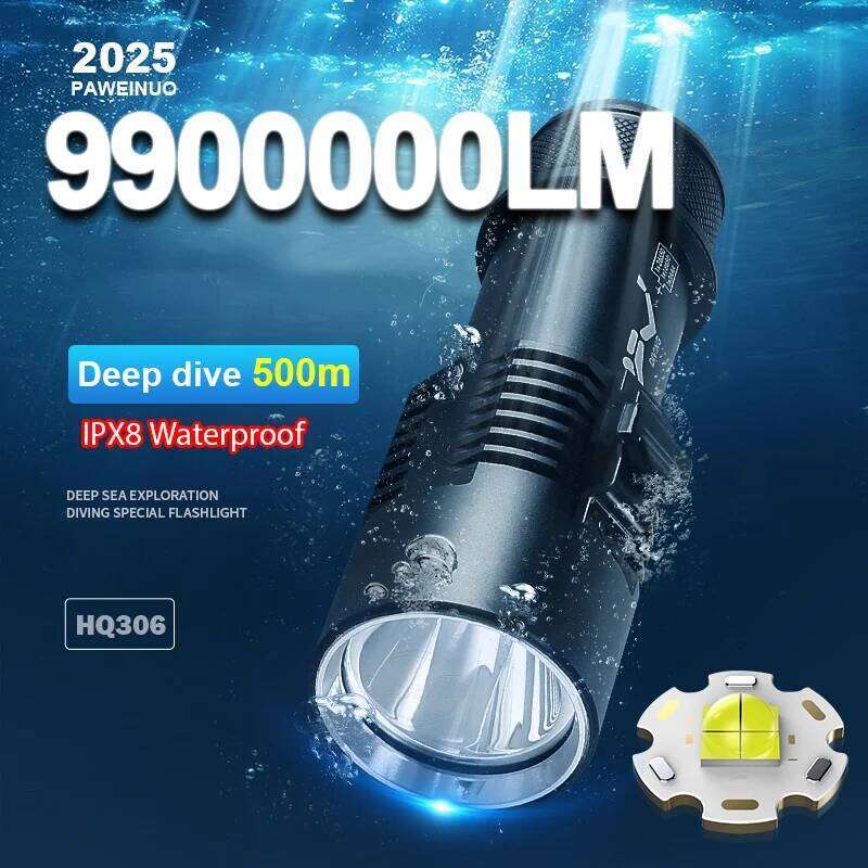 High Power Flashlight Waterproof Professional Diving Light Underwater Torch lighting at night submersible Z260301