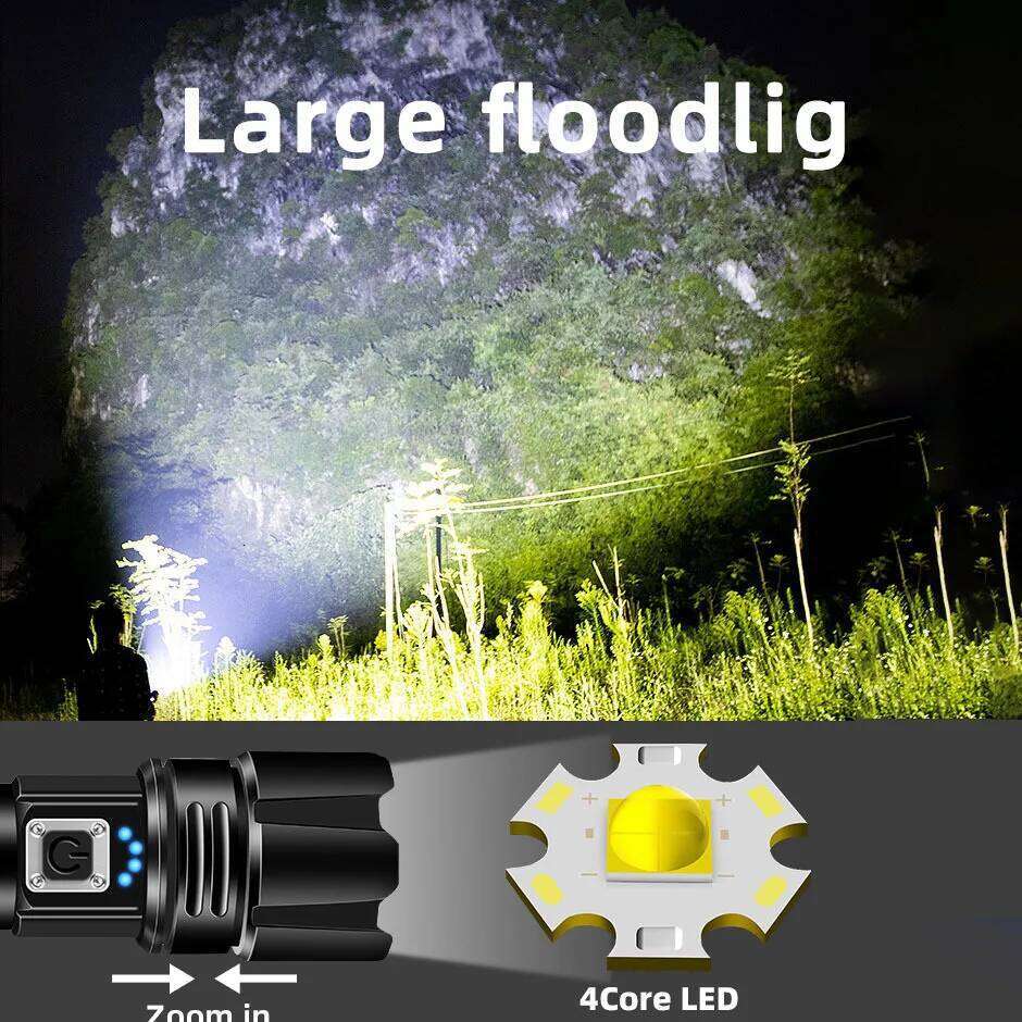 Super Bright Zoomable XHP70 LED 2000LM Rechargeable Flashlight Torch Tactical Light 18650 / 26650 Battery Z260301