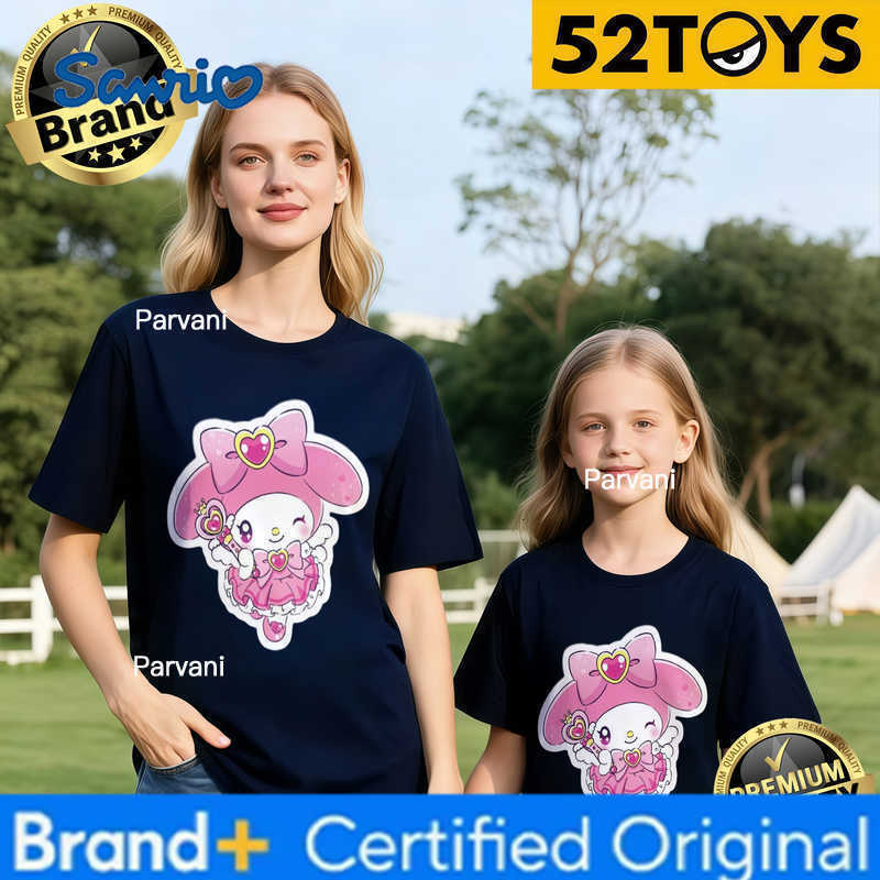 Sanrio 2026 Autumn-Winter Trending My Melody Magic Princess Print 100 Cotton Parent-Child T-Shirts High Quality Loose Casual Y2K H260302
