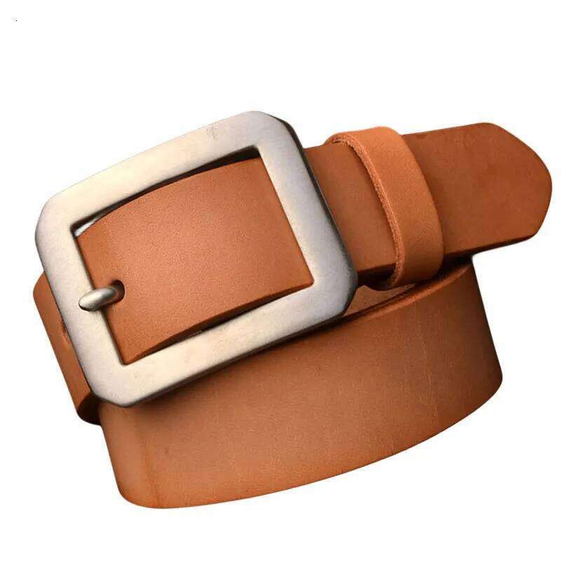 5.5mm Thick Vegetable Tanned American Saddle Leather Belt Men's Full Grain Leather, Stainless Steel Buckle 3.8CM Width S260228