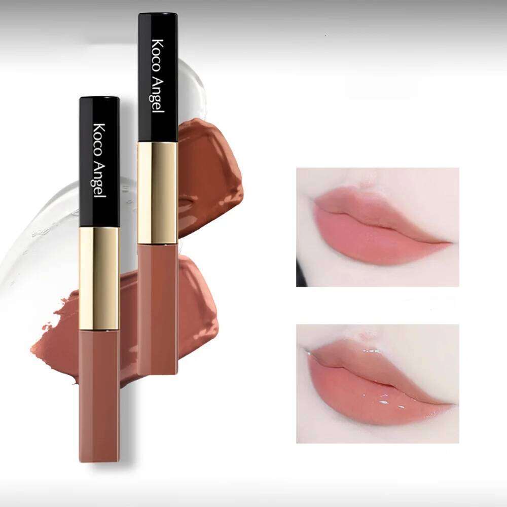 Double headed lip gloss 6 colors Matte Waterproof Moisturizing Makeup Cosmetics Lip Balm Nude Lipstick Korean cosmetic H260302