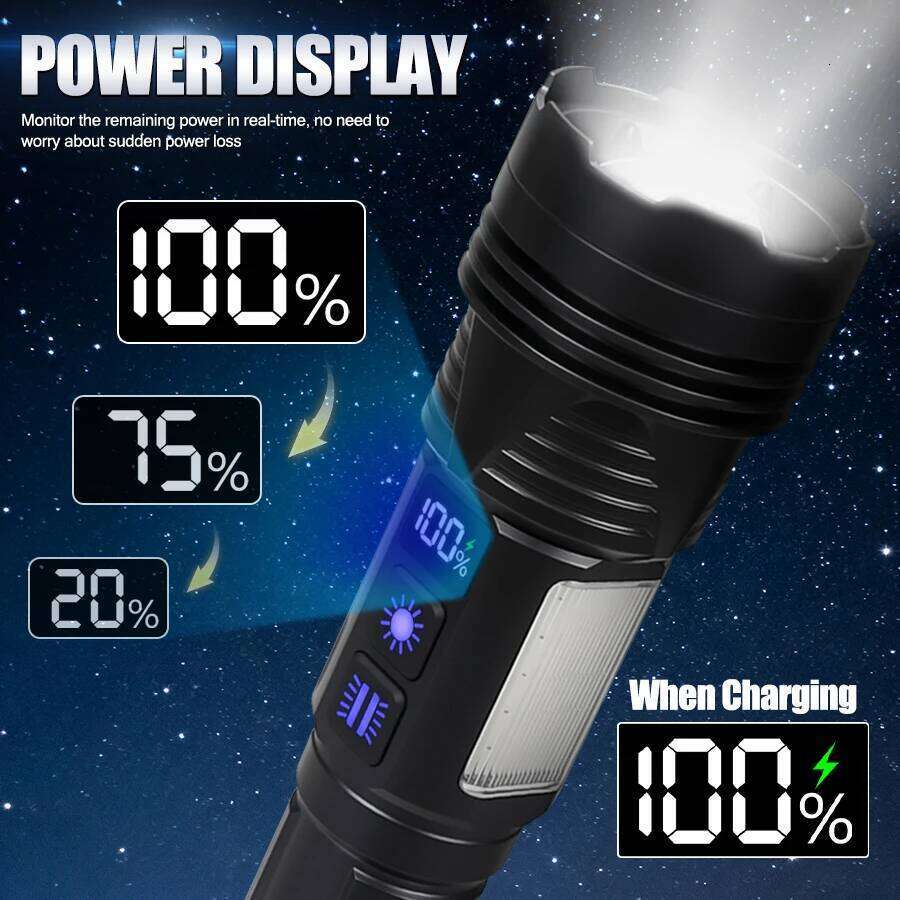 Portable RGB Led Flashlight Rechargeable Zoomable Torch Strong Light 11 Mode Tactical Lamp for Camping Fishing Emergency Lantern Z260301