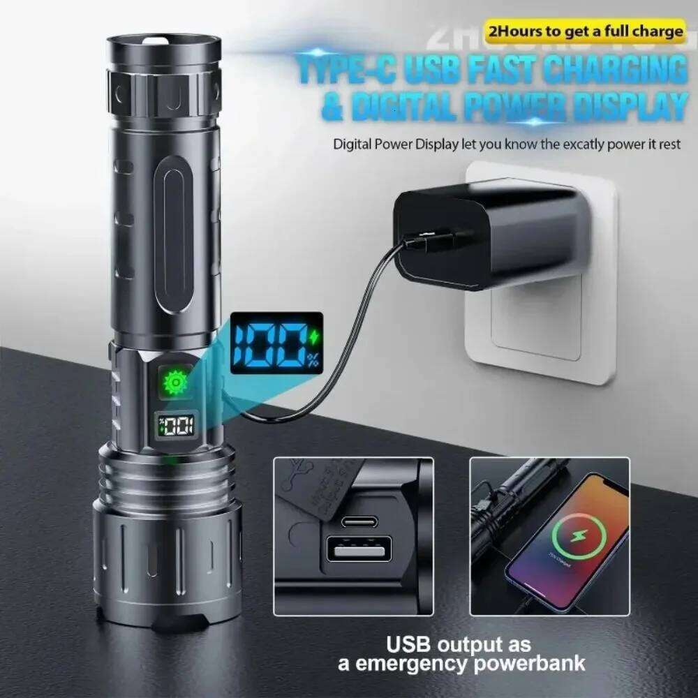 high brightness LED White Laser Flashlight Long Shot Work Light Zoomable Rechargeable torch for Car Repair Outdoor Emergency Z260301